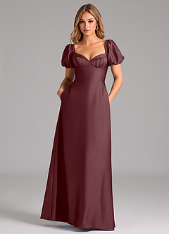 Azazie Fatima Vestidos de damas de honor Vestido de Sangrado de Satén Elástico de Corte en A con Plisado image3