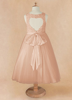 Azazie Calla Abiti da Ragazza di Fiori Abito Principessa in Tulle Pizzo Rosa Inglese image8