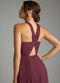Azazie Afra Abiti da Damigella Abito A-Line in Chiffon Plissettato Cabernet image6