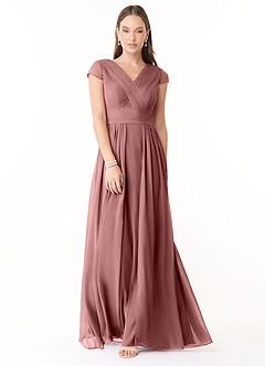 Azazie Organa Bridesmaid Dresses Desert Rose A-Line Pleated Chiffon Dress image1