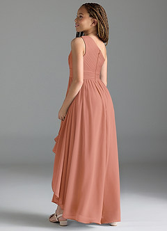 Azazie Mathilda Junior Vestido de Mai Tai de Gasa de Corte en A con Plisado image5