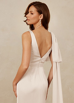 Christian Siriano Bridal for Azazie 1011 Bridesmaid Dresses White Alabaster Mermaid Bow Stretch Satin Dress image4