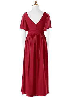 Azazie Temeka Junior Scarlet A-Line Pleated Chiffon Dress image4