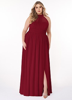 Azazie Iman Bridesmaid Dresses Burgundy A-Line A-Line Ruched Chiffon Dress image8