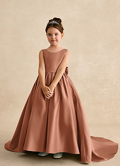 Azazie Mimia Flower Girl Klänningar Klänning A-Line i Matt satäng Rosett image3