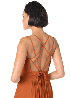 Azazie Farren Bridesmaid Dresses Cinnamon A-Line Pleated Chiffon Convertible Dress image7