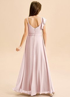 Azazie Kelsea Junior Vestido de Rosa Rubor de Gasa de Corte en A con Volante image2