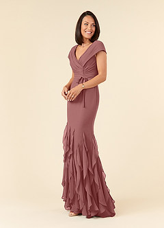 Azazie Bailora Mother of the Bride Dresses Desert Rose Mermaid Ruched Chiffon Dress image6