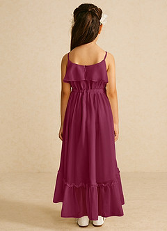 Azazie Karmen Flower Girl Dresses Mulberry A-Line Ruched Chiffon Dress image3