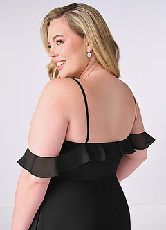 Barbie ♥ Azazie Bridesmaid Dresses Black A-Line Off the Shoulder Chiffon Convertible Dress image12