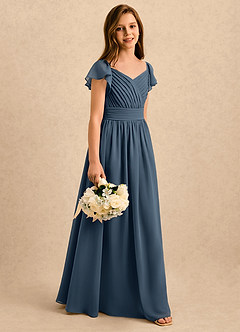 Azazie Taylor Girls Formal Sukienki dla dziewczynek sypiących kwiaty Linia A Dekolt w kształcie serca Szyfon Długość podłogi Sukienka image3