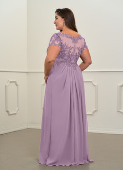Azazie Dunja Mother of the Bride Dresses Wisteria A-Line V-Neck Lace Chiffon Dress image12