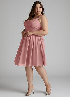 Azazie Angie Robes de demoiselle d'honneur Robe Trapèze en Mousseline de soie Corset Rose Poussiéreuse image13