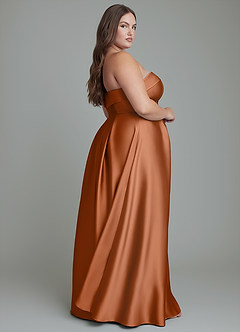 Azazie Lucienne Bridesmaid Dresses Copper A-Line Strapless Stretch Satin Convertible Dress image15