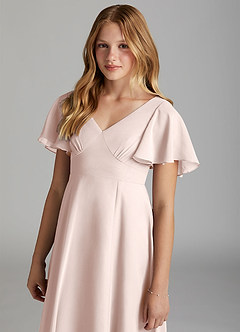 Azazie Kimber Junior Rose Petal A-Line Pleated Chiffon Dress image6
