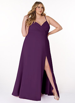 Azazie Everleigh Bridesmaid Dresses Grape A-Line Sweetheart Pleated Chiffon Dress image10