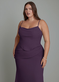 Azazie Sorrel Brautjungfernkleider Meerjungfrau-Linie Korsett Chiffon Kleid Pflaume image17