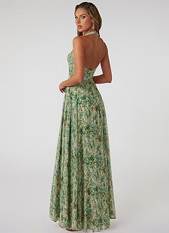 Azazie Tessie Bridesmaid Dresses Meadow Bloom A-Line V-Neck Pleated Chiffon Dress image2