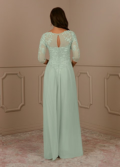 Azazie Harriet Mother of the Bride Dresses Dusty Sage A-Line Scoop lace Mesh Dress image2