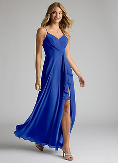 Azazie Akita Bridesmaid Dresses Royal Blue A-Line Chiffon Dress image2
