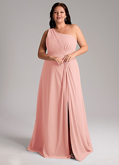 Azazie Brooke Bridesmaid Dresses Rosette A-Line One Shoulder Chiffon Dress image10
