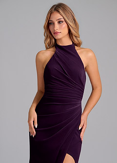 Azazie Jemma Robes de demoiselle d'honneur Robe Fourreau en velours Plissée Grain De Raisin image2