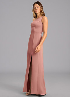 Azazie Feby Final Sale Rosette A-Line One Shoulder Stretch Satin Dress image5