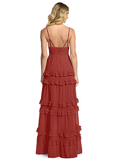 Azazie Rachel Venta Final Vestido de Terracota de Gasa de Corte en A image2