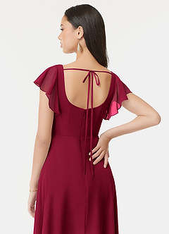 Azazie Bondi Brautjungfernkleider A-Linie Gekräuselt Chiffon Kleid Burgunderrot image5