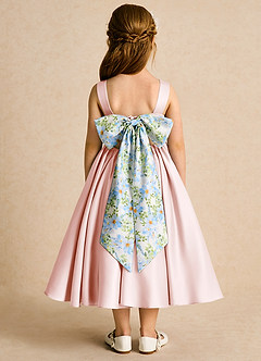 Azazie Doodlebug Flower Girl Klänningar Klänning A-Line i Matt satäng Rosett image1