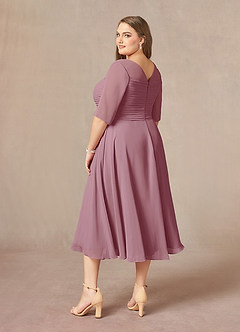 Azazie Naomi Mother of the Bride Dresses Vintage Mauve A-Line Boatneck Pleated Chiffon Dress image13