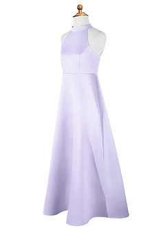 Azazie Laurel Junior Lilac A-Line Matte Satin Dress image8