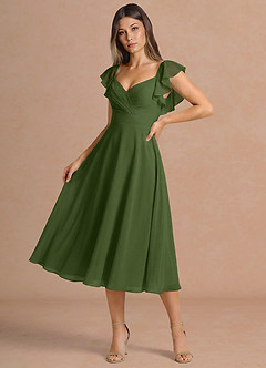 olive green cocktail dress with sleeves Olive Green Sequin Lace Long Sleeve Midi Dress