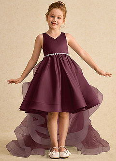 Azazie Julietta Flower Girl Dresses Cabernet Ball-Gown Convertible Tulle Dress image2