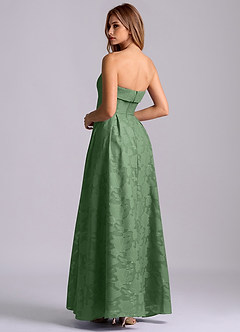 Azazie Lucienne Bridesmaid Dresses Eucalyptus A-Line Strapless Floral Burnout Dress image2