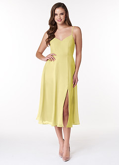 Azazie Clarissa Bridesmaid Dresses Lemon Sorbet A-Line V-Neck Chiffon Dress image1