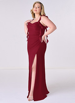 Barbie ♥ Azazie Bridesmaid Dresses Burgundy Mermaid Corset Chiffon Dress image9
