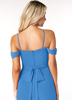 Azazie Joretta Jurken voor bruidsmeisjes Converteerbaar Jurk van Chiffon met A-Lijn Sweetheart Halslijn Blauwe Gaai image3