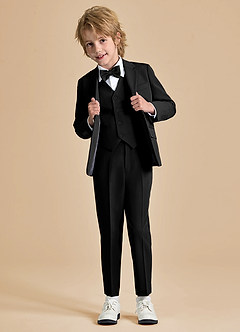 Oliver Boys Black 5-Piece Suit With Bow Tie