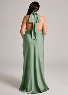 Azazie Velli Abiti da Damigella Abito Sirena in Raso Elasticizzato Collo Alto Matcha image9