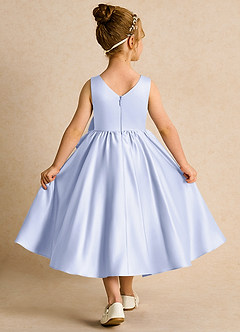 Azazie Hermia Flower Girl Dresses Lavender A-Line Sleeveless Matte Satin Dress image2