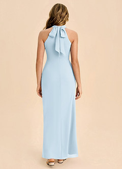 Azazie Doretta Junior Abito Tubino in Chiffon Plissettato Azzurro image2