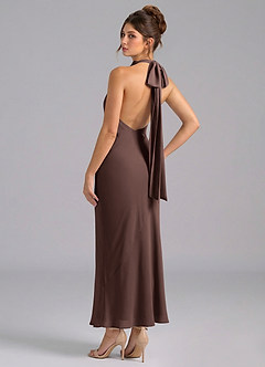 Azazie Velli Brautjungfernkleider Meerjungfrau-Linie Hoher Kragen Chiffon Kleid Ganache image6