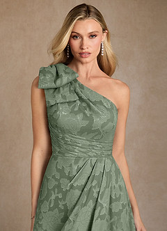Azazie Easton Mother of the Bride Dresses Matcha Ball-Gown One Shoulder Floral Burnout Dress image3