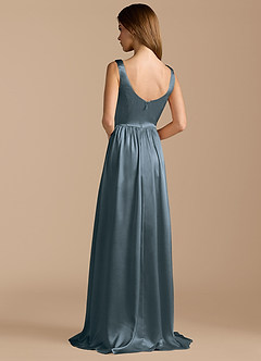 Azazie Keyla Bridesmaid Dresses Twilight A-Line Pleated Metallic Satin Dress image2