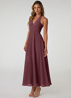 Azazie Tessie Suknie dla druhen Linia A Pofałdowany Szyfon Długość kostki Sukienka image3