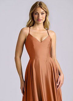 Azazie Truce Brudtärnklänningar Klä av A-Linje i Stretch Satin Koppar image7