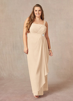 Azazie Weisz Mother of the Bride Dresses Sand A-Line Square Neckline Pleated Chiffon Dress image11