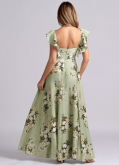 Azazie Leilani Bridesmaid Dresses Floral Vines A-Line Ruched Stretch Satin Dress image2