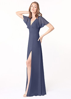 Azazie Kimber Bridesmaid Dresses Stormy A-Line Flounce Sleeve Chiffon Dress image3